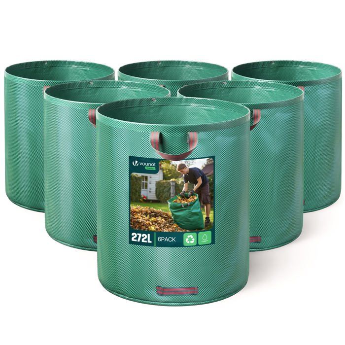 Lot De 2 Grands Sacs à Déchets De Jardin 500 L - Réutilisables, Avec Poignées, Pour Feuilles, Herbe, Débris - Vert