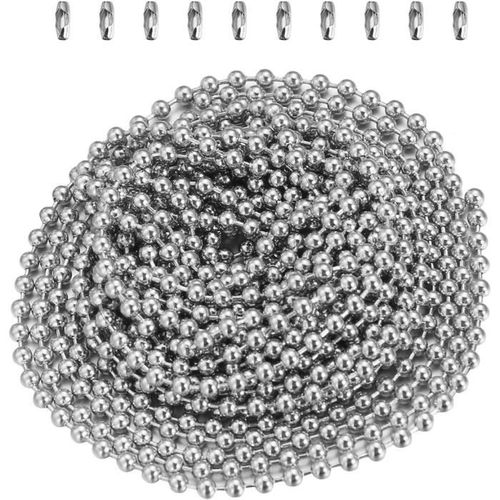 uxcell Lot de 15 connecteurs de chaîne à billes en acier inoxydable 2 mm 2,4 mm