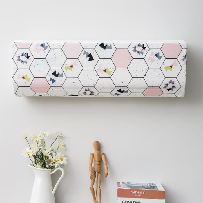 Morbuy Housse Élastique Climatiseur 2 Pièces – Motif Arbres Oiseaux & Fleurs Roses – Protection Anti-poussière Élégante Pour Unité Intérieure (86x23x30cm)