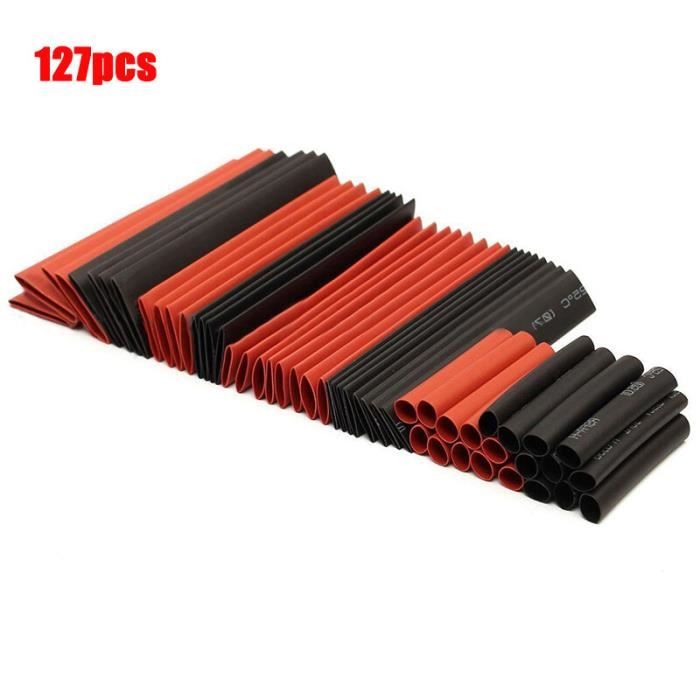 350 Gaines Thermorétractables Noires - 7 Tailles - Ratio 3:1 - Étanches Et Résistantes