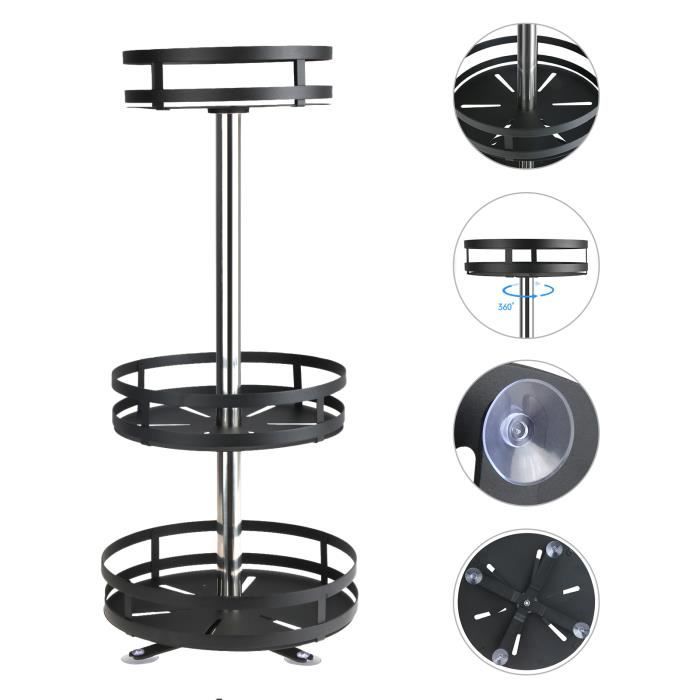 Étagère De Cuisine Tournante 3 Niveaux HOMCOM - En Métal Et Panneau, Design Rustique, Gain De Place