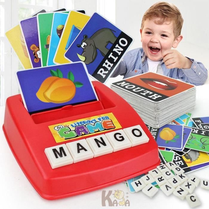 Jeu D'Orthographe Montessori – Apprendre L'Anglais En S'amusant – 16 Lettres En Bois + 40 Cartes – Dès 3 Ans