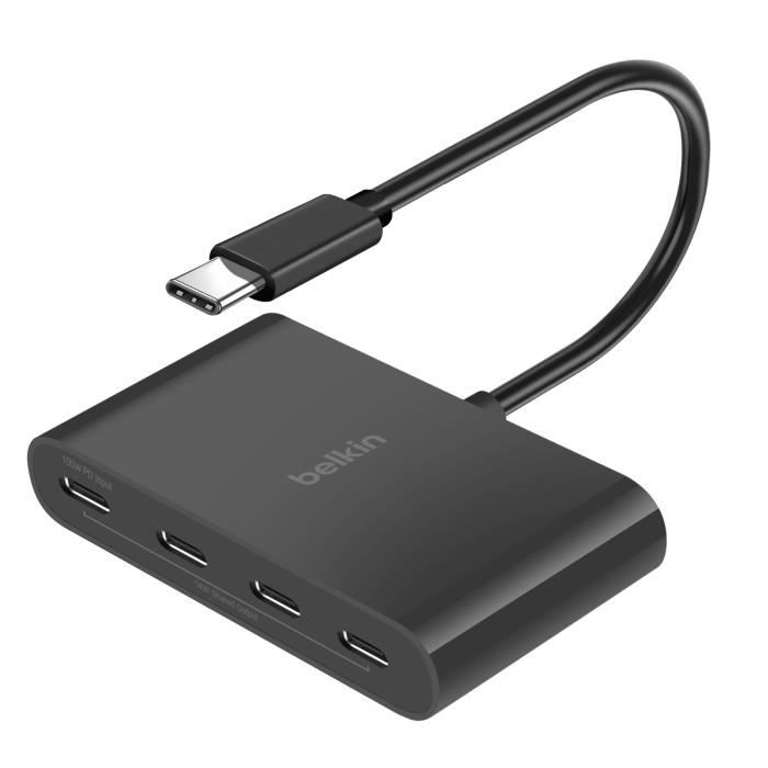 Hub USB C Power Delivery 4x USB C Charge Synchronisation Rapide BelkinNoir - vue 2