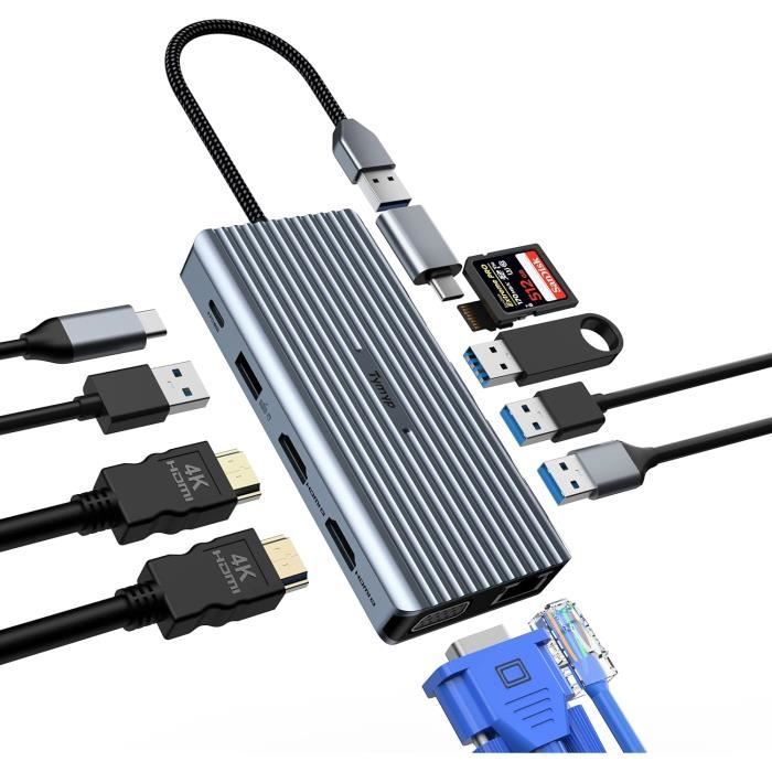 Station D'Accueil Usb C 12 En 1 - Hub Usb C Pour Ordinateur Portable