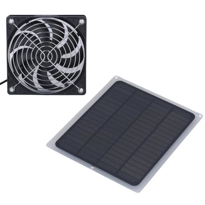 Ventilateur Solaire 6W Étanche Avec Filet De Protection Bimétallique - Kit Ventilation Extraction Pour Serre, Grenier, Poulailler