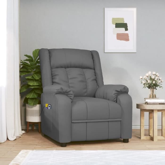 Fauteuil De Massage Électrique Inclinable : Cuir Synthétique Noir, Avec Chauffant Relaxant