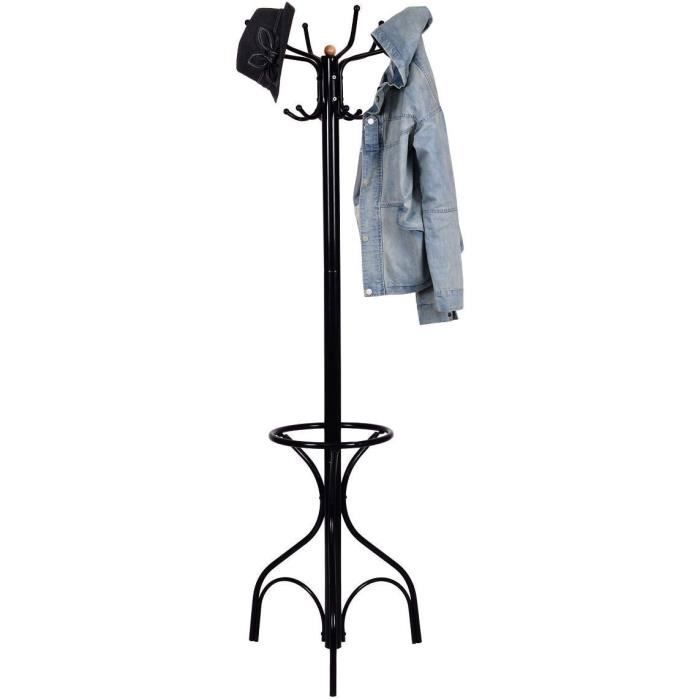 COSTWAY Porte Manteaux sur Pieds - 10 Têtes Cadre en Métal Noir Portant à Vêtements 190 CM (H) pour Entrée Salon Bureau Chambre COSTWAY Porte Manteaux sur Pieds - 10 Têtes Cadre en Métal Noir Portant à Vêtements 190 CM (H) pour Entrée Salon Bureau Chambre