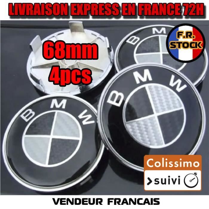 4x Cache Moyeu Jante Centre De Roue enjoliveur BMW 68mm Fibre de carbone NOIR Neuf