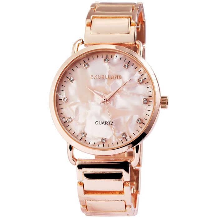 Montre femme - EXCELLANC - EX0191 - Or rose métallisé 38 mm - Bracelet maillons 18 mm - Quartz PC21