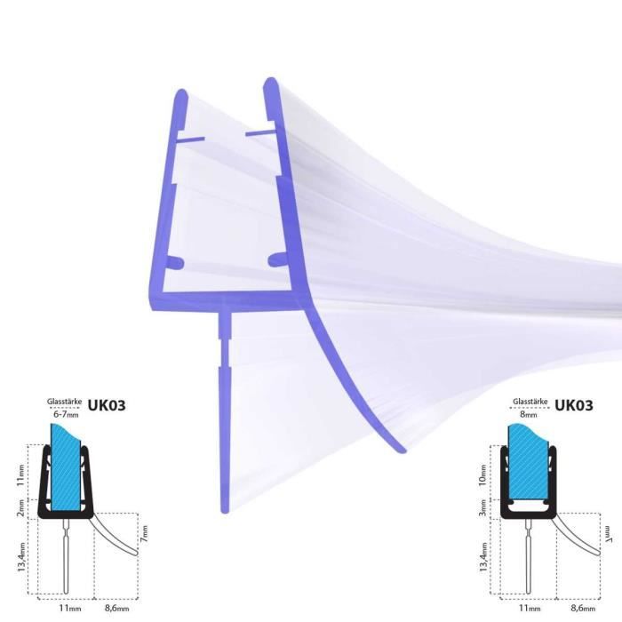 STEIGNER 180cm Joint de douche arrondi courb/é pour les vitres d/’une /épaisseur 3,5 mm// 4 mm// 5 mm UK04