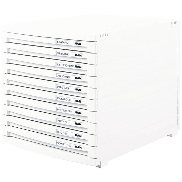HAN CONTUR 1510-12 Caisson à tiroirs blanc DIN A4 DIN B4 DIN C4 Nombre de tiroirs: 10