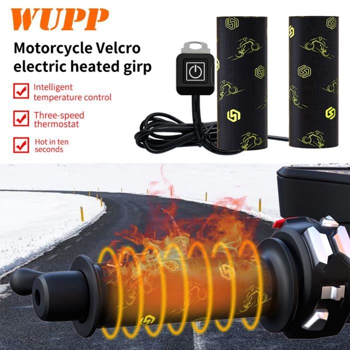 Poignée Chauffante Étanche et Thermique avec 3 Réglages de Température pour Moto, Ebike, ATV