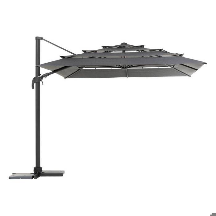 Parasol déporté rectangulaire multi-toile Melhia anthracite 4x3m - Hespéride Parasol déporté rectangulaire multi-toile Melhia anthracite 4x3m - Hespéride