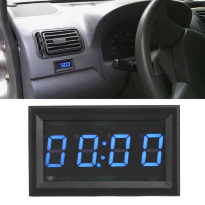 Décoration d'accessoire d'horloge de montre de voiture lumineuse numérique électronique à LED (bleu)