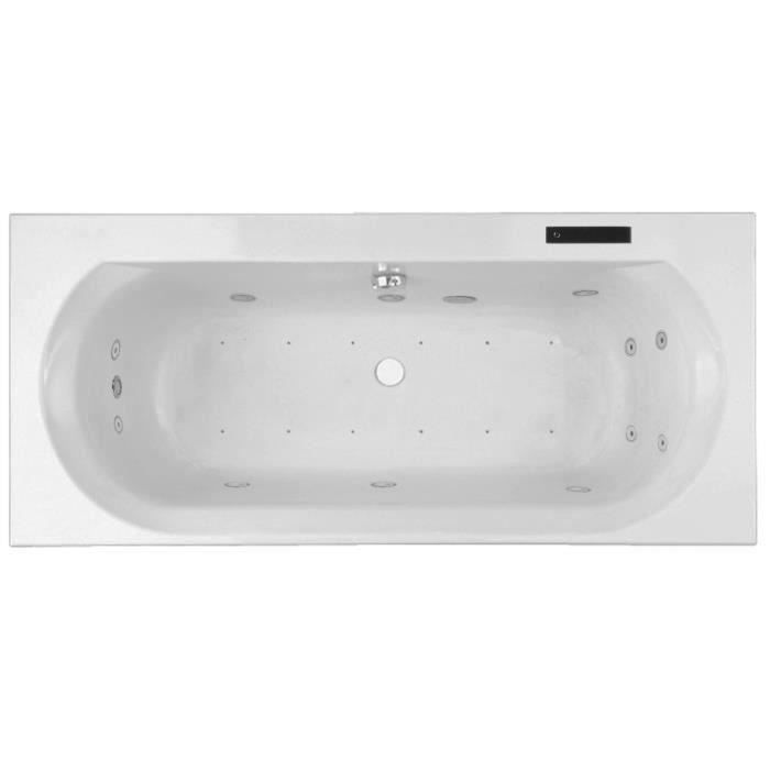 Baignoire balnéo rectangulaire Elise - Jacob Delafon - 180x80 cm - Blanc - 3 programmes de massage