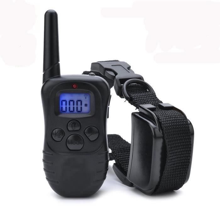 Collier de dressage électrique rechargeable étanche télécommandé sans fil à portée de 300 mètres pour entraîner chien(Noir)