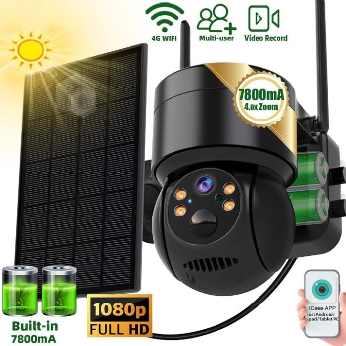 Caméra De Sécurité Solaire Sans Fil 2K 4MP - Batterie Rechargeable, Détection PIR, Vision Nocturne Couleur, WiFi Extérieur