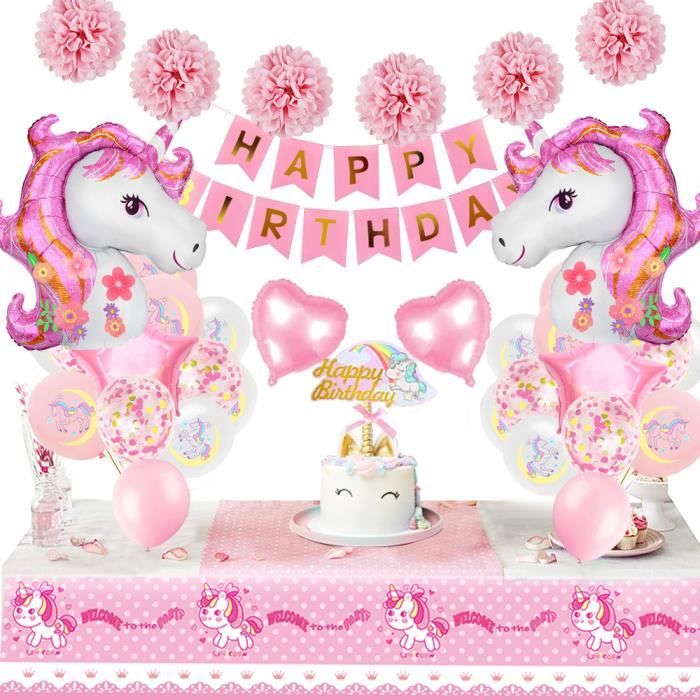 Décorations de gâteau d'anniversaire fille licorne  Décoration d' anniversaire princesse arc-en-ciel-Fournitures de décoration de gâteau -Aliexpress