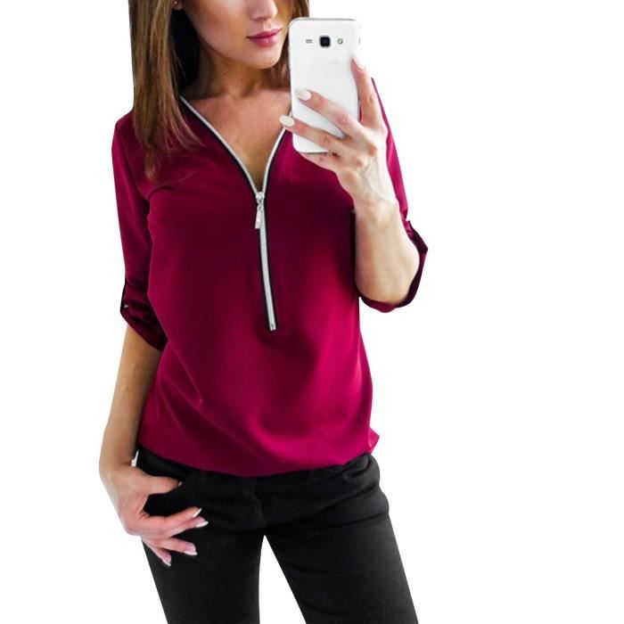 Chemisier En Soie Rouge Sans Manches - INC International Concepts - Taille 2 - Occasion Très Bon état - Col V