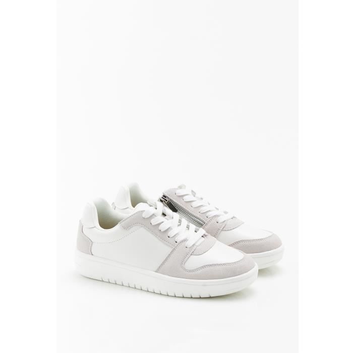 Baskettes compensees bicolores Amortyl Damart Femme Cuir Blanc casse Blanc casse Cdiscount Chaussures