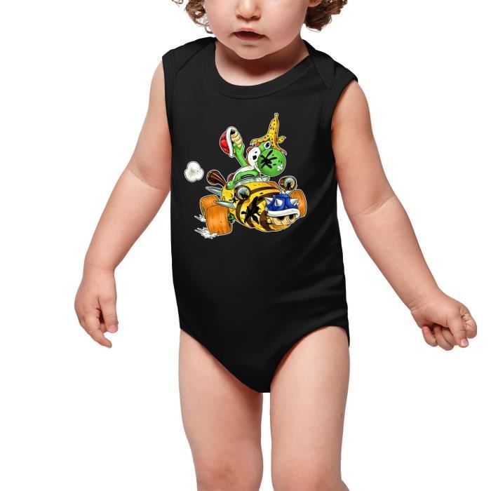 Body Bebe Sans Manches Noir Parodie Mario Kart Yoshi Yoshi Kart Fighter Player 3 Body Bebe De Qualite Superieure De Taille Noir Cdiscount Pret A Porter