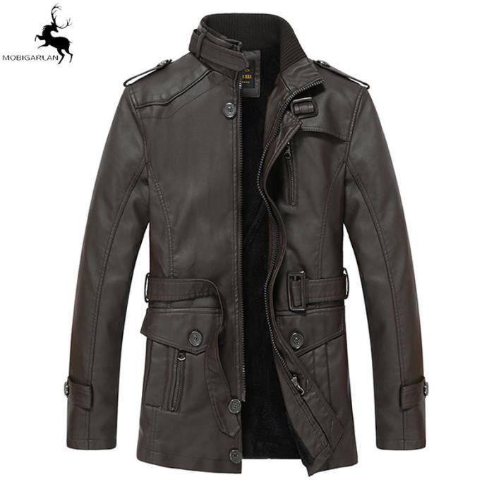 Blouson Homme Simili-cuir Avec Capuche - Style Décontracté, Chaud, Pour Automne Et Hiver