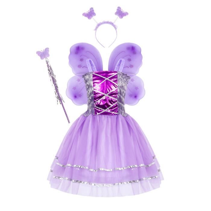 Ensemble de costumes de princesse féerique - Ensemble de robe de fée avec éclairage LED, de costumes de et de bandeau lumineux à LED pour les filles s'habillent et dansent le ballet