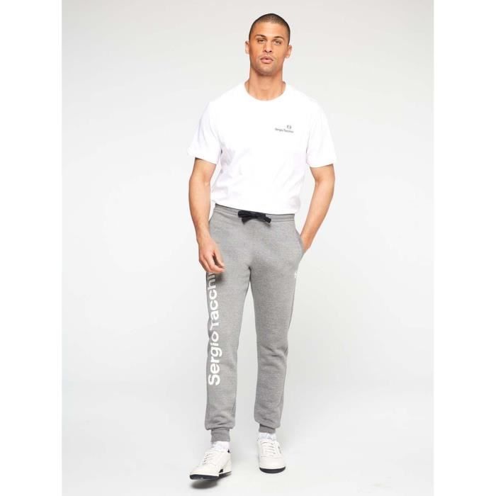 Pantalon de survêtement homme Sergio Tacchini Nizard gris en molleton brossé avec grand logo Pantalon de survêtement homme Sergio Tacchini Nizard gris en molleton brossé avec grand logo