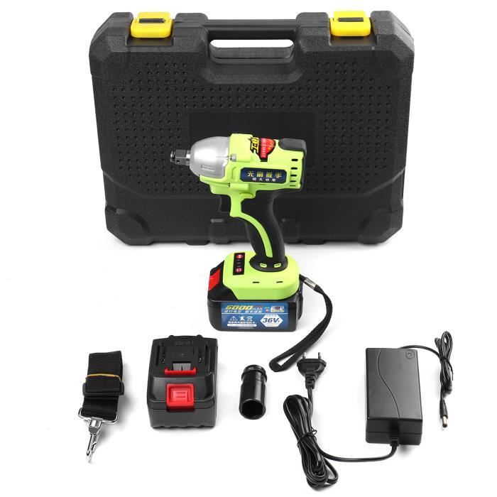 Alloyman Clé à Choc Sans Fil Brushless 20 V MAX 1200 N·m, 1/2" Avec Moteur, 2×4,0 Ah Batteries, 2400 Tr/min, Vitesse Variable Pour Voitures Familiales/ Tondeuses