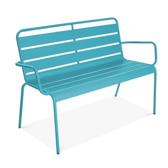 Banc De Jardin Avec Accoudoirs En Metal Traite Anti Uv Style Industriel Achat Vente Banc D Exterieur Banc De Jardin En Metal Cdiscount