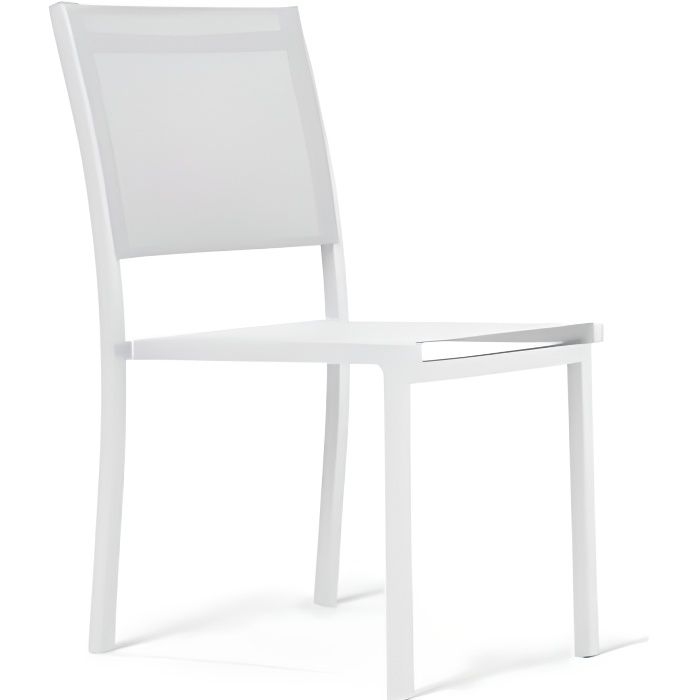 Chaise de jardin aluminium et textilène blanc