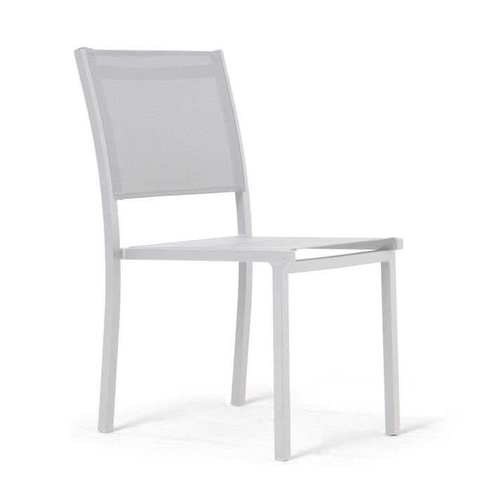 Chaise de jardin aluminium et textilène blanc Nice - Oviala