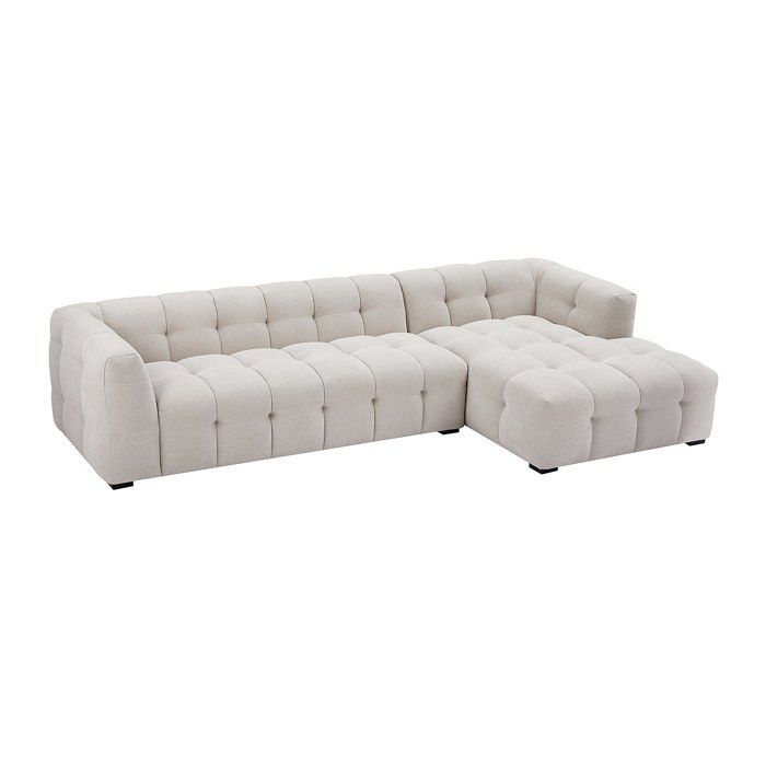 Canapé dangle droit en tissu chiné beige DILOME