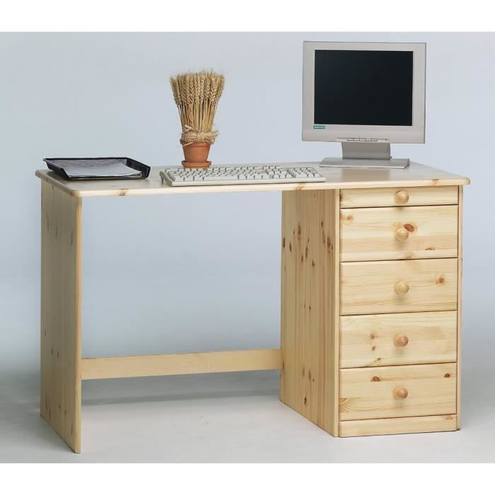 Meuble De Bureau Avec 5 Tiroirs En Pin Coloris Naturel Laque 77 X 120 X 60 Cm Achat Vente Bureau Meuble De Bureau 77 X 120 Soldes Sur Cdiscount Des Le 20 Janvier Cdiscount