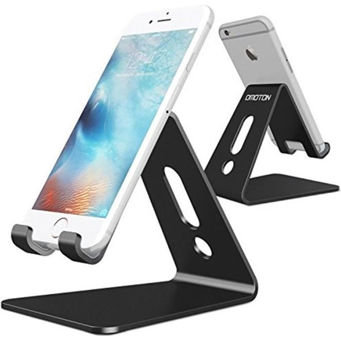 Support Téléphone Portable, Support de bureau universel en aluminium - Noir  - Cdiscount Téléphonie