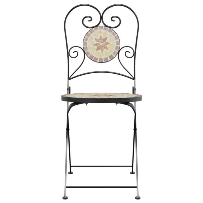 Chaise de bistrot - SALALIS - LW289 - Pliable - Design mosaïque - Terre cuite et blanc