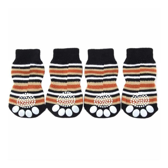 Chaussettes En Coton Tisse Anti Derapant Pour Chat Chien Chiot 4 Pcs Xl Cafe Cdiscount