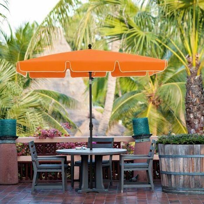 Parasol de balcon rectangulaire 2 x 1,25 m, protection UPF 50+, Ombrelle, toile avec revêtement en PA, Orange GPU25OG