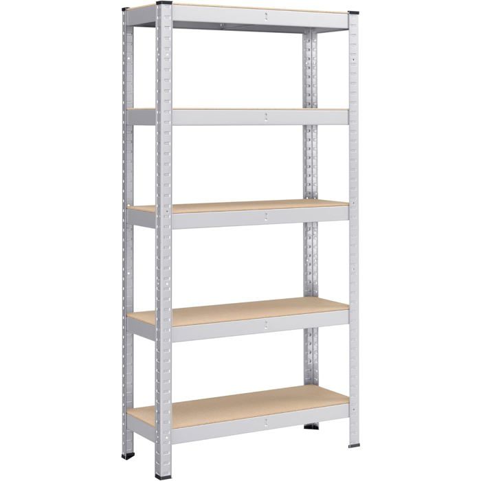 SONGMICS - Étagère Charge Lourde à 5 Niveaux - Argent - 30 x 75 x 150 cm - Capacité 650 kg
