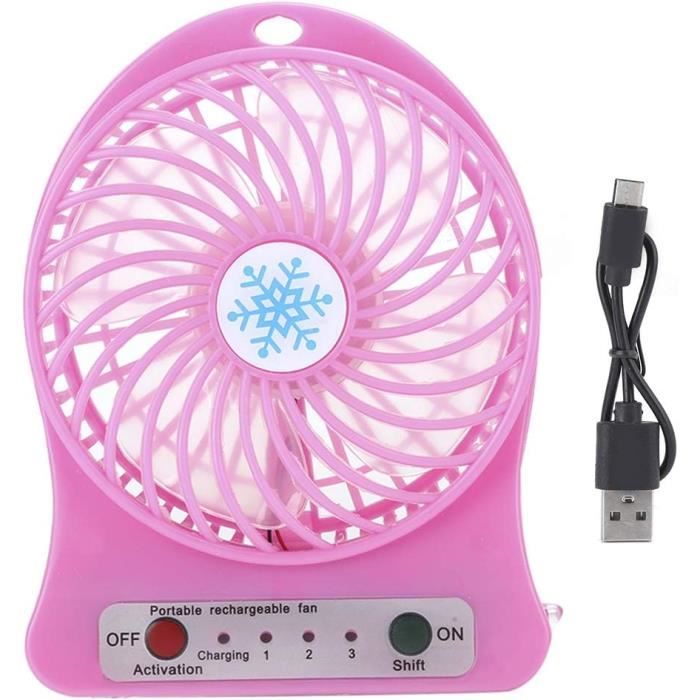 Mini Ventilateur De Bureau USB Rechargeable – Silencieux, Couleur Rose – Dimensions 12x13 Cm – Parfait Pour été