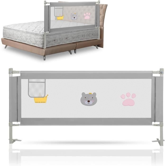 Barrière De Lit Bébé Portable 175,5x64 Cm Hauteur Réglable à Prix