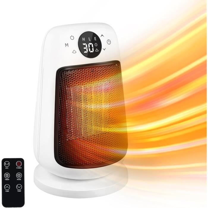 Mini Chauffage D'appoint 1500W Avec Télécommande - 3 Modes - Classe A - Neuf