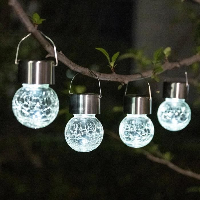 Lot De 4 Lanternes Solaires De Rechange - Pour Jardinières Et Déco Extérieur - Noir - Wouueso