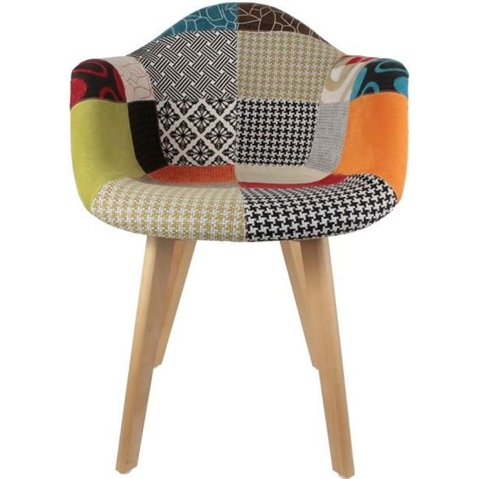 fauteuil scandinave patchwork multicolore