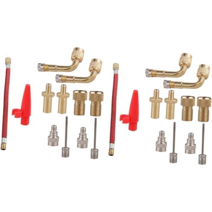 Adaptateur Gonfleur Pneu 2 Pièces - Embout 90° Sans Fuite Pour Pompe à Air Voiture/Vélo