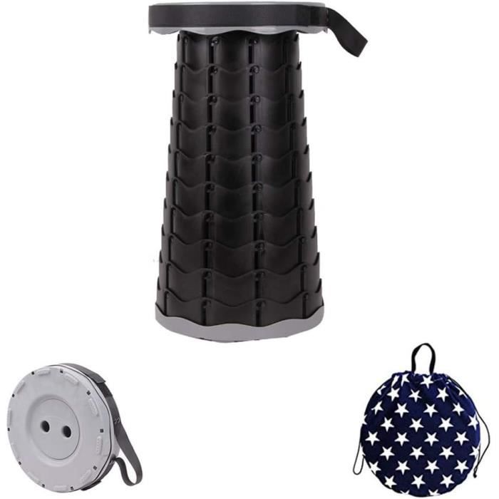 Tabouret Pliable Télescopique Portable - Hauteur Réglable - Noir (Reakoo)