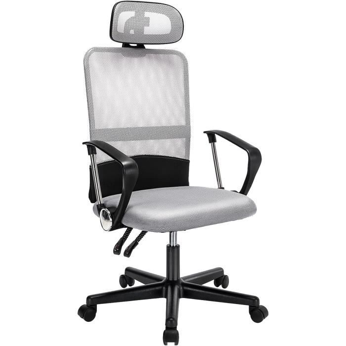 Chaise De Bureau Ergonomique Réglable En Hauteur - Fauteuil De Travail En Simili Cuir Noir - Marque Yaheetech