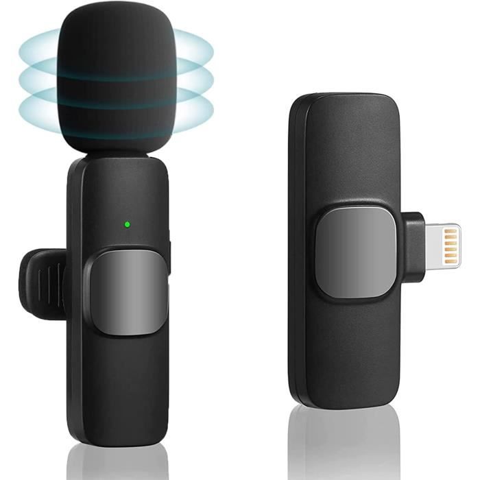 EVARY Micro Cravate Sans Fil 2.4GHz - 2 Micros Lavalier Pour IPhone, Android, Caméra - Enregistrement, Streaming, YouTube
