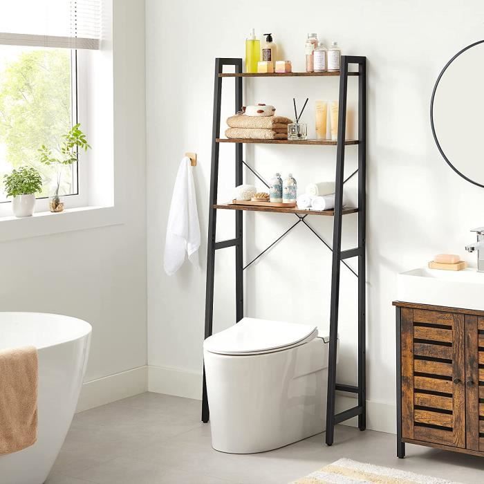 VASAGLE Étagère WC,Meuble de Rangement pour Toilettes,3 Niveaux,Cadre