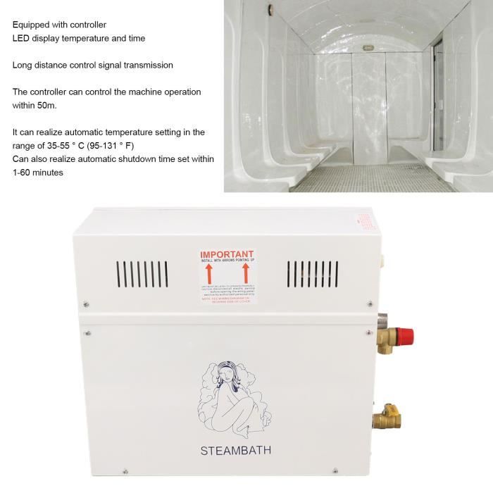 Steam Planet Superior Encore 6kw Générateur De Bain De Vapeur Avec Clavier Noir Verticall Bac Lumiere Blanche